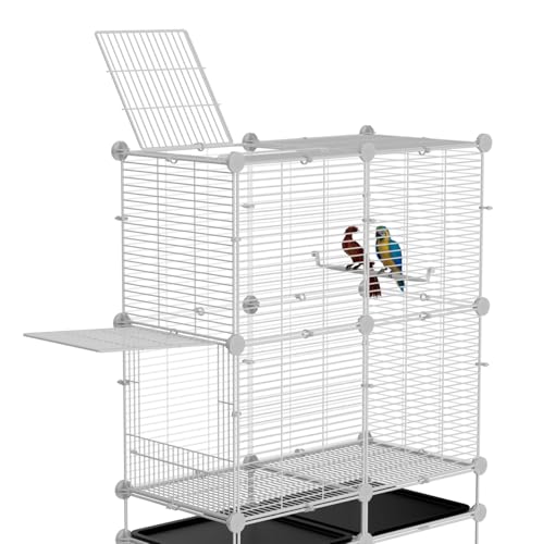 Image of STILLCOVE Large Flight Bird Cage: Wide Birdcage with Storage Shelf & Perch