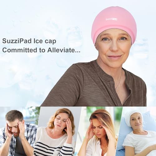 SUZZIPAD Cold Cap for People Who Suffer from Cancer, Stress Relief Hat, Ice Caps for Chemo, Cold Hats for Head Discomfort, Cancer Care for Women and Men, Pink3
