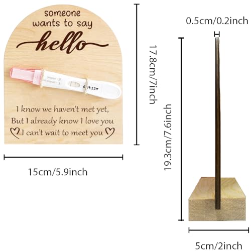 FREEBLOSS Wooden Pregnancy Announcement For Dad Say Hello to Baby Pregnancy Test Keepsake Wooden Sign Baby Surprise Pregnancy Announcement Sign Fun Ways to Announce Pregnancy To Be Gifts - Image 2