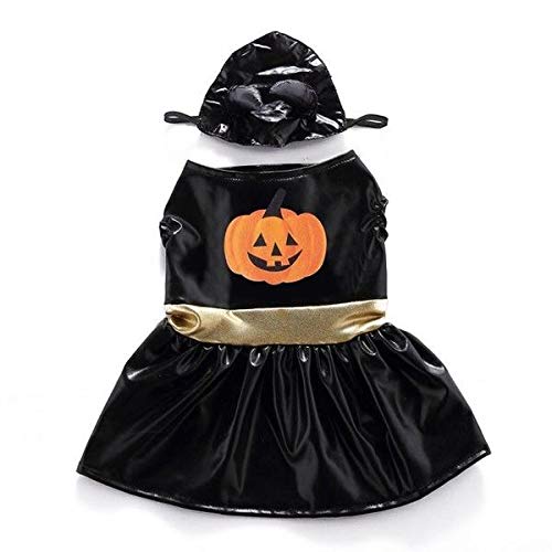 Ollypet Halloween-Kostüme für Hunde, hübscher Welpe, schwarzer Hut, bezauberndes Rüschenmädchen, Hundekostüm, Kleid, süßes Kürbis-Logo, klein, mittel, Haustierbekleidung, bequemes Outfit (XL) Cover