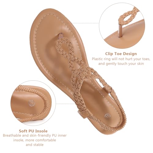 Image of zeetoo Women's Flat Sandals Summer T-StrapThong Bohemian Casual Comfortable Dressy Sandals for Women