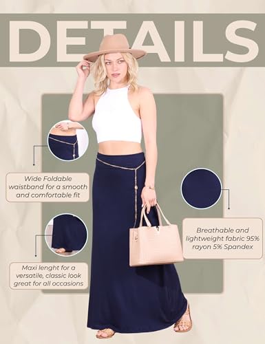 Image of Popana Long Maxi Skirt for Women, Flowy Long Skirts for Women | High Waisted Soft Trendy Rayon, Sundress Convertible Skirt, Long Length Bodycon Maxi Skirt, Petite and Plus Size