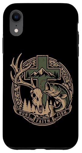 Hunt Fish Faith �N���X�`���� �A�E�g�h�A�}���f�U�C�� �X�}�z�P�[�X iPhone XR �p