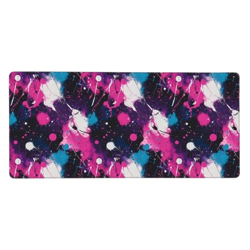 Grand tapis de souris de jeu bleu et rose avec bords cousus PC
