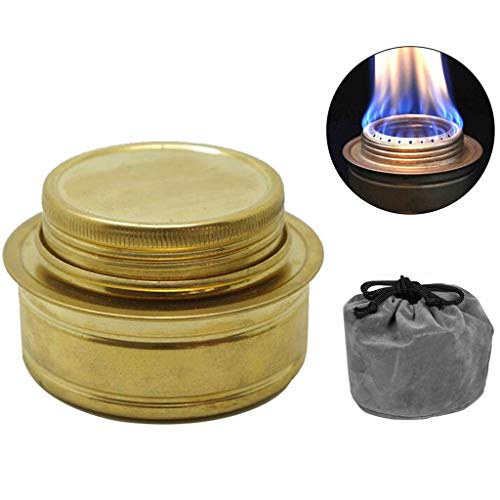 KJOET アウトドアストーブ アルコールストーブ ミニバーナーセット 銅合金 小型 防風対応 軽量 コンパクト 収納バッグ付き