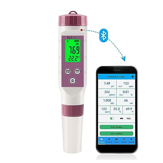 PH Meter Smart Bluetooth,7-in-1 ORP Meter/S.G Meter/TDS Meter/Salinity Tester/PH Meter/EC Meter/Temp Water Meter, PH Meter for Water 0.01pH Resolution High Accuracy,ph Tester Digital with ATC.