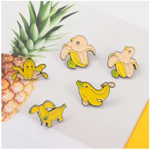 WYLYSD Pines De Esmalte De Plátano, Broche De Modelado De Fruta De Pulpo De Delfín, Perro, Pollo, Pato, Insignia para Mochilas, Jeans, Solapa, Camisa, Pines, Broche A Granel Cover