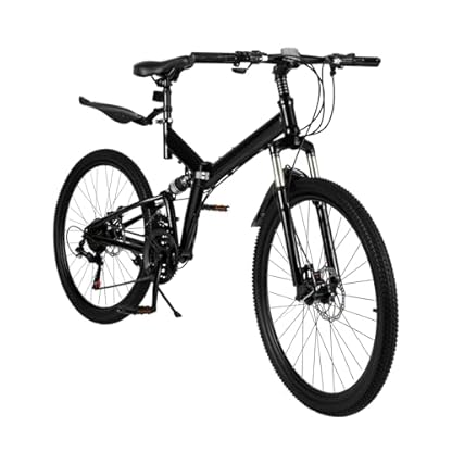 26 Zoll Mountainbike, 21-Gang Klappfahrrad Mountainbike Erwachsenen Fahrrad Klappbar Rennrad, Fahrrad Bis150 Kg Mit StoßDäMpfende Scheibenbremse, Tragbares Mountainbike FüR MäNner Frauen