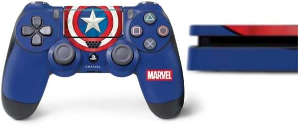 Skinit Decal Gaming Skin Compatible with PS4 Slim Bundle - Officially Licensed Marvel Captain America Shield Design