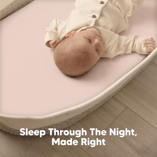 Image of 2-Pack Baby Bassinet Sheets Girl, Boy, 33x17 Bedside Sheets (Cameo) | Viscose Derived from Bamboo, Universal Fitted Bassinet Sheet, Compatible with Halo Bassinest Sleeper, Baby Delight, Graco