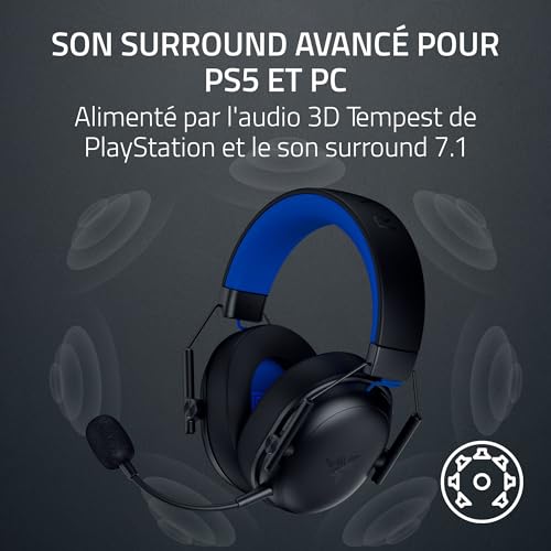 Razer BlackShark V3 X HyperSpeed pour Playstation Casque Esport sans Fil Ultra léger Transducteurs Triforce 50mm Microphone Amovible HyperSpeed 2 4 GHz & Bluetooth PS5PC | - vue 6