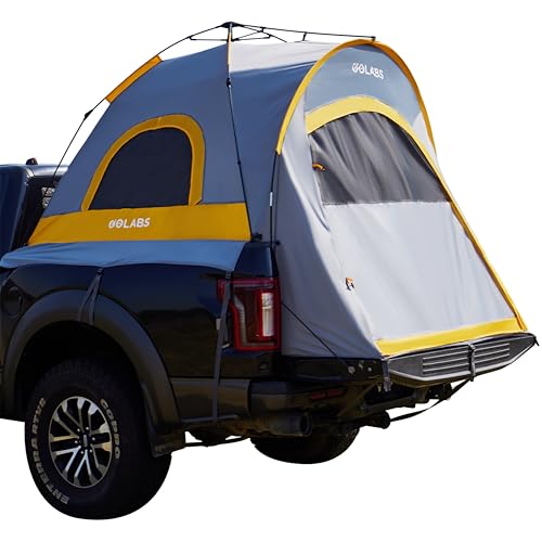 Golabs Truck Bed Tent for 5-6 Ft Bed, 8-Minutes Easy Setup by Pre-Attached Poles, Waterproof PU2000mm & 210D Oxford Fabric, 2-Person Portable with Extra Rainfly Cover, Include Storage Bag& Pocket&Hook