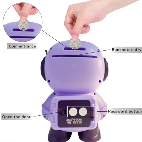 Image of Money Saving Bank with Coin Slot / /Creative Cartoon Design Money Bank / /Plastic Piggy Bank for Boys & Girls (Pack of 1) (Astronaut - Purple)