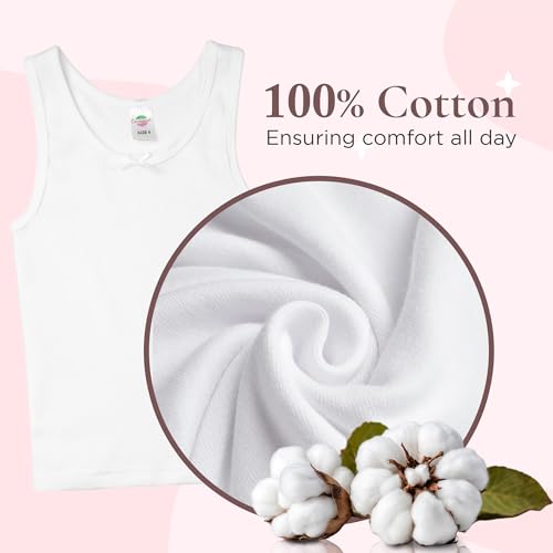 Valair Girls Comfy Undershirt 100% Cotton Sleeveless Camisole White Tank Top Comfortable4