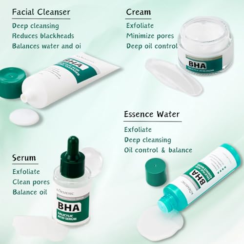 Salicylic Acid Acne Treatment for Face Skincare Set - 4 Pcs Christmas Gifts for Women - Skin Care for Teens 10-12 - Acne Kit with Cleanser,Serum,Cream,Essence Water - Acne Sp-ot Treatment