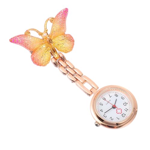PLAFOPE Nurse Pocket Watch with Butterfly Pattern, Quartz Clip-on Nursing
