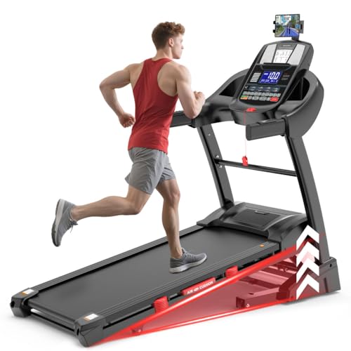 Image of 5HP Foldable Treadmill w / 15% Auto Incline, 400LB Treadmill for Home Jogging Walking, Personalized App Control, 71 Programs,10MPH Fast Speed for Varied Workout Intensity, Shock Absorption Dual Deck