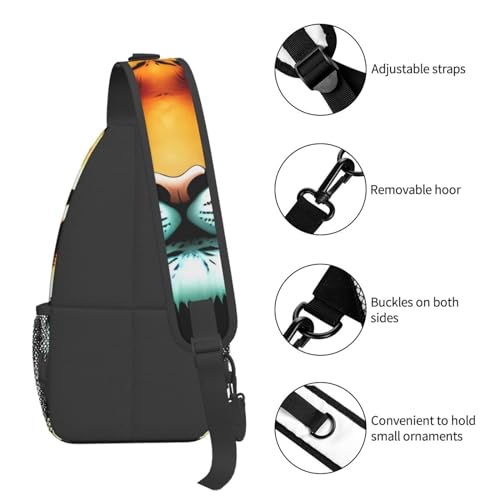 Bolso Sling Cross Chest Little Fat Tiger Head negro miniatura 5