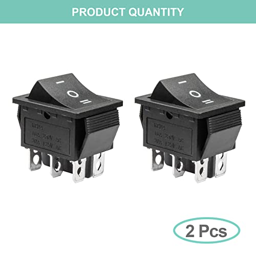 Qteatak JF-0049 2Pcs Dpdt 6 Pins 3 Position On/Off/On Black Rocker Toggle Switch thumb #3