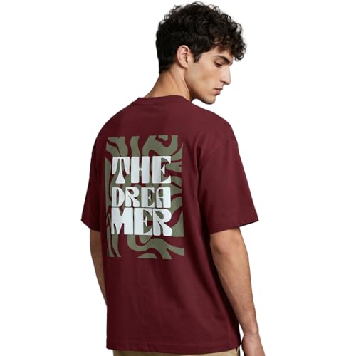 Image of Nobero Men's Oversized Graphic T-Shirt for Men | Soft Cotton | Drop Shoulder Relaxed Fit | Printed Casual Tshirt for Men