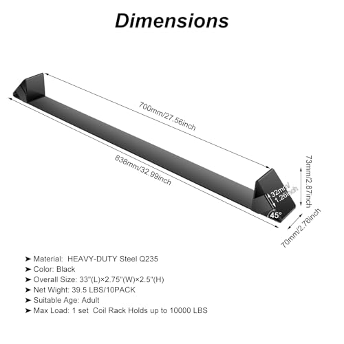 Image of Colinktool Heavy Duty Steel Coil Chock /Bunk /Rack, 33 inch Long Coil Rack for Flatbed Trailer -10pack