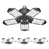 Amico 4 Pack LED Garage Light, 120W LED Shop Light with 5 Ultra Bright Adjustable Panels, 12000LM 65