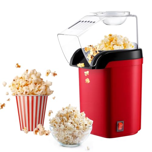 KQWVZ Máquina de Palomitas de Maíz con Aire Caliente, 1200W Palomitero Electrico con Vaso Medidor Sin Aceite, Un Toque, Palomitas en 3 MIN Maquina, Fácil Limpieza para Hogar Fiesta Camping