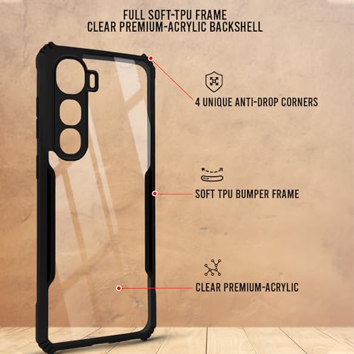Image of Jkobi Hybrid Back Cover Case for Vivo Y400 (Shockproof with Polycarbonate Clear Panel | Professional Black)