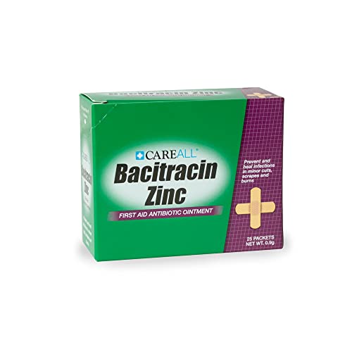 (25 Pack) Careall Bacitracin Antibiotic Zinc Ointment 0.9Gr Foil Packet. First Aid Ointment To Prevent And Heal Infections For Minor Cuts, Scrapes And Burns. #TOP3