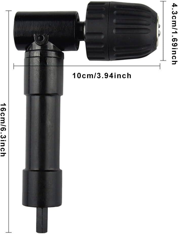 JIANWEI 0.8-10mm Right Angle Drill Attachment, 90 Degrees Drilling Bend Extension, Electric Drill Extension Tool, Cordless Drill Adapter Corner Adapter(Black)