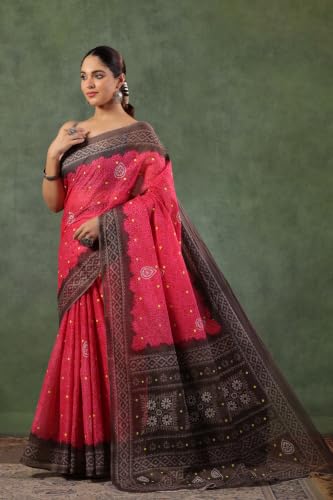 Image of TAMAIRA FASHION Mulmul Pure Cotton Saree For Woman Floral Batik Printed|Office Wear Daily Wear Sarees For Women Without Blouse Piece (Available in 11 Colours)