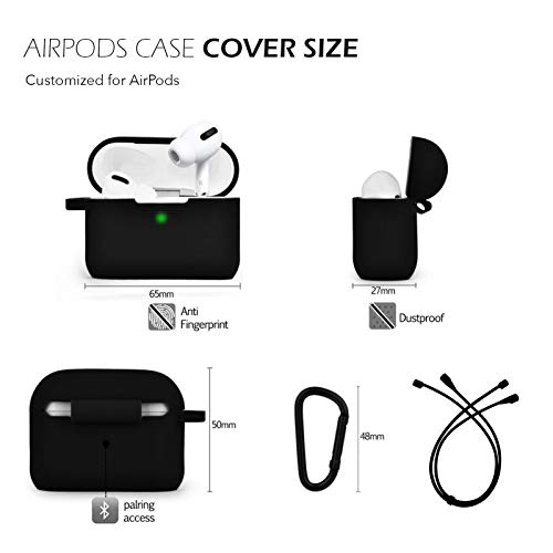 Image of GRIPP Rubon Silicone Case with Carabiner for AirPods Pro (1st Generation), 360 Shock Protection, Precise Cutout, Wireless Charging Support, Durable & Stylish - Black