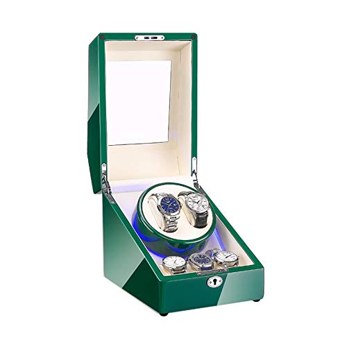 CWZZWS Boder de vigilancia de Reloj automático 2+3, con luz LED Azul, Exterior de Pintura de Piano Verde, 4 Modos de rotación, Motores Motores Vinter
