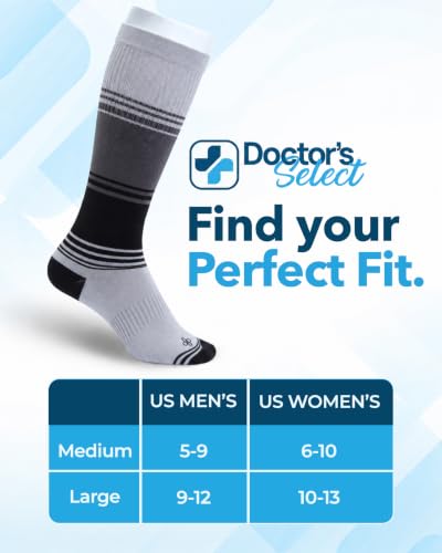 Image of Doctor's Select Bamboo Viscose Light Compression Socks for Women & Men - 3 Pairs, 8-15 mmHg Compression Socks, Knee High
