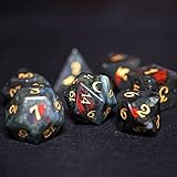 LANGWEI DND Dice Set, Pretty African Bloodstone Polyhedral D&D Dragon Dice, Role Playing Dice Set...