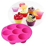 SHareling 7 Cavity Silicone Mold Muffin Pudding Mould Bakeware Round Cup Cake Pan Baking Tray (Random Color)