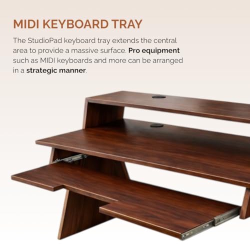 Image of Timber Acoustics StudioPad Mini Music Production Desk for Studio | Professional Music Producer Table for PC, MIDI Keyboard & Audio Setup (3.5' x 2.5') (Mahogany)
