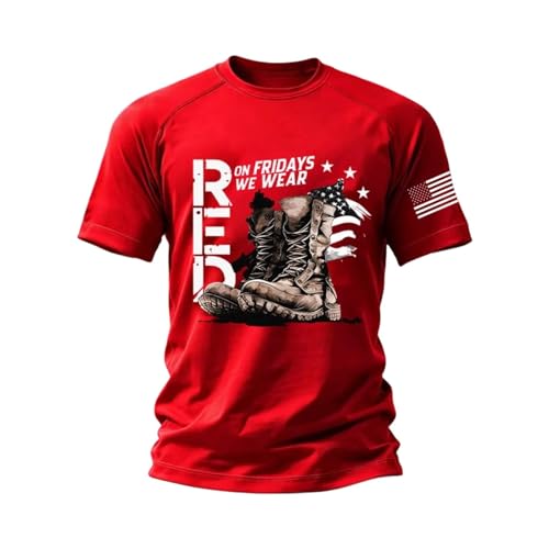 Honoring Service Veteran Graphic Raglan Sleeve Casual T-Shirt for Men Comfortable Short Sleeve Tee (2-Red, XL)