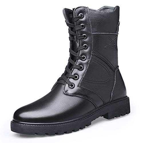 Shoe Be 2 Winter Velvet Leather Men's Boots, Outdoor Hiking Hiking Boots, lace up Snow Boots, mid-Cut Military Boots, Suitable for Autumn and Winter