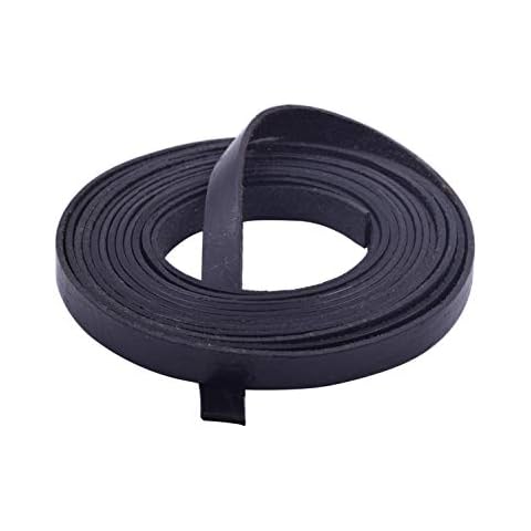 KONMAY 3 Meters 10.0x2.0mm Black Soft Flat Genuine/Real Cowhide Leather Lacing Strips Cover