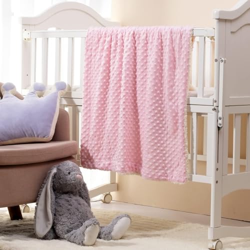 Image of CREVENT 2Pcs 30''X40'' Cute Cozy Fluffy Warm Baby Blankets for Infants Toddlers' Bedding Crib Cot Stroller - Grey Cloud + Pink Sherpa
