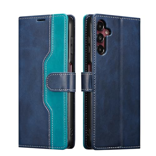 XIZYO Leather Wallet Case for Samsung Galaxy A34 5G, Book Flip Folio Stand View Cover, with Card Holders, Kickstand Magnetic Closure Shockproof Protective Case, Blue green