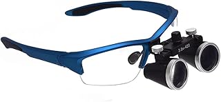 HAODING 2.5X / 3.5X Lupas Binoculares Quirúrgicas con Luz, Médico Quirúrgico Dental Gafas Lupas Binoculares, Cirugía Cardiovascular Examen Quirúrgico Lupa Médica(Size:2.5X,Color:Azul)