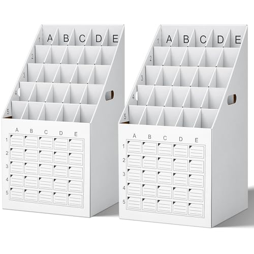 Menkxi 2 Pack 25 Slot Roll File Holder Vertical Blueprint Storage Organizer Corrugated Cardboard Roll File Cabinet Box with Labeling Grid for Office School Poster Map Gift Wrap Architectural Home