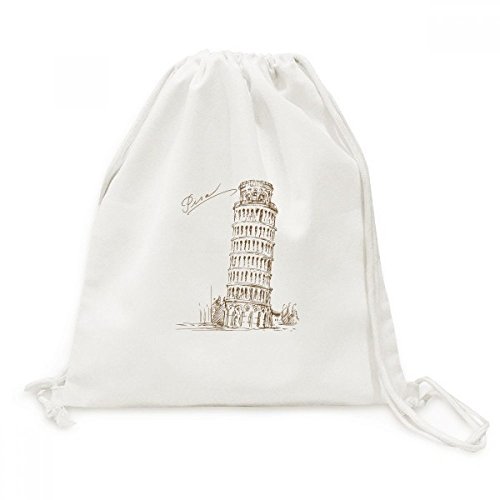 Sac à cordon Tour de Pise Italie en toile sac à dos voyage léger