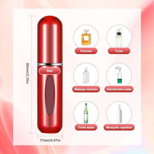 Image of Portable Mini Perfume Atomizer Bottle, 5ml /0.17oz Refillable Spray, Scent Pump Case, Travel Atomizer (Matte Red)
