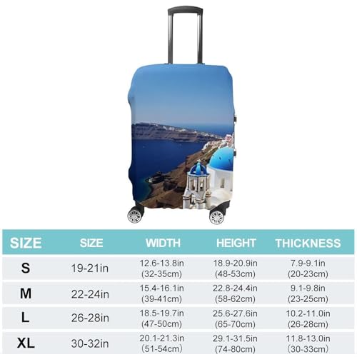 Santorini Greek Island Sea View Elastic Luggage Cover Suitcase Protector for 19-32 Inch Suitcases | Universal Stretchable Travel Bag Cover | Anti-Scratch, Washable with Zipper Closure M2
