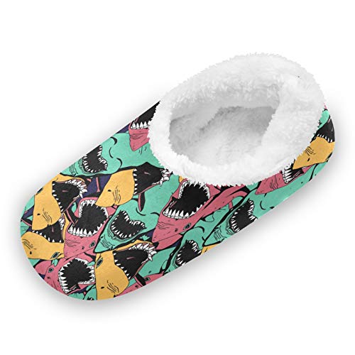 TropicalLife LUCKYEAH - Pantuflas para casa de tiburón con forma de animales marinos para mujeres y hombres, zapatillas de pies peludos, cómodas y cálidas de espuma viscoelástica para interi