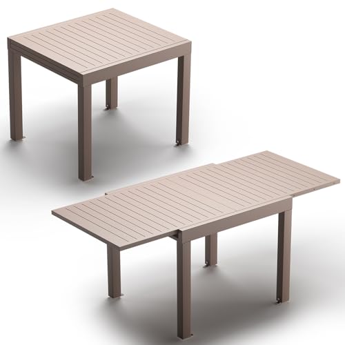 JUMMICO Table de Jardin Extensible 260x80cm pour 6-10 Personnes - Aluminium Antirouille, Imputrescible et Facile à Nettoyer - Design à Rallonge Compact...