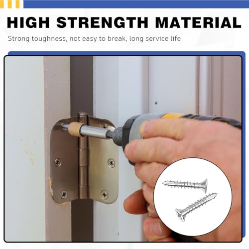 Image of 100 Pack Satin Nickel Wood Screws #9 x 1 Inch Silver Extra Long Heavy-Duty Hinge Screws for Doors, Cabinets, Furniture & DIY Projects